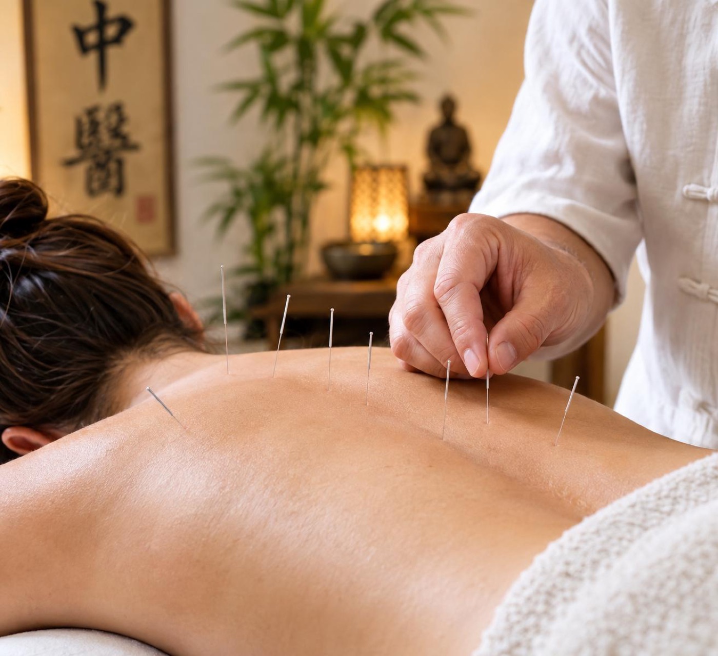 Séance d'acupuncture traditionnelle chinoise